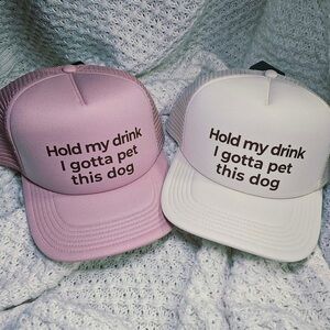 Pink and White Dog Lover Trucker Hats